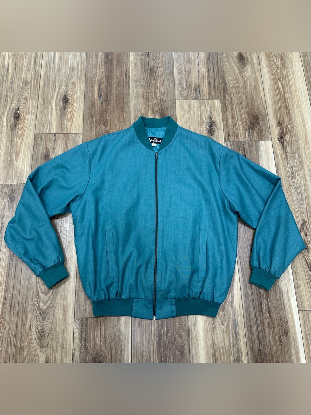 Vintage Made in USA Rayon Blend Bomber Jacket Alan Stuart, Large